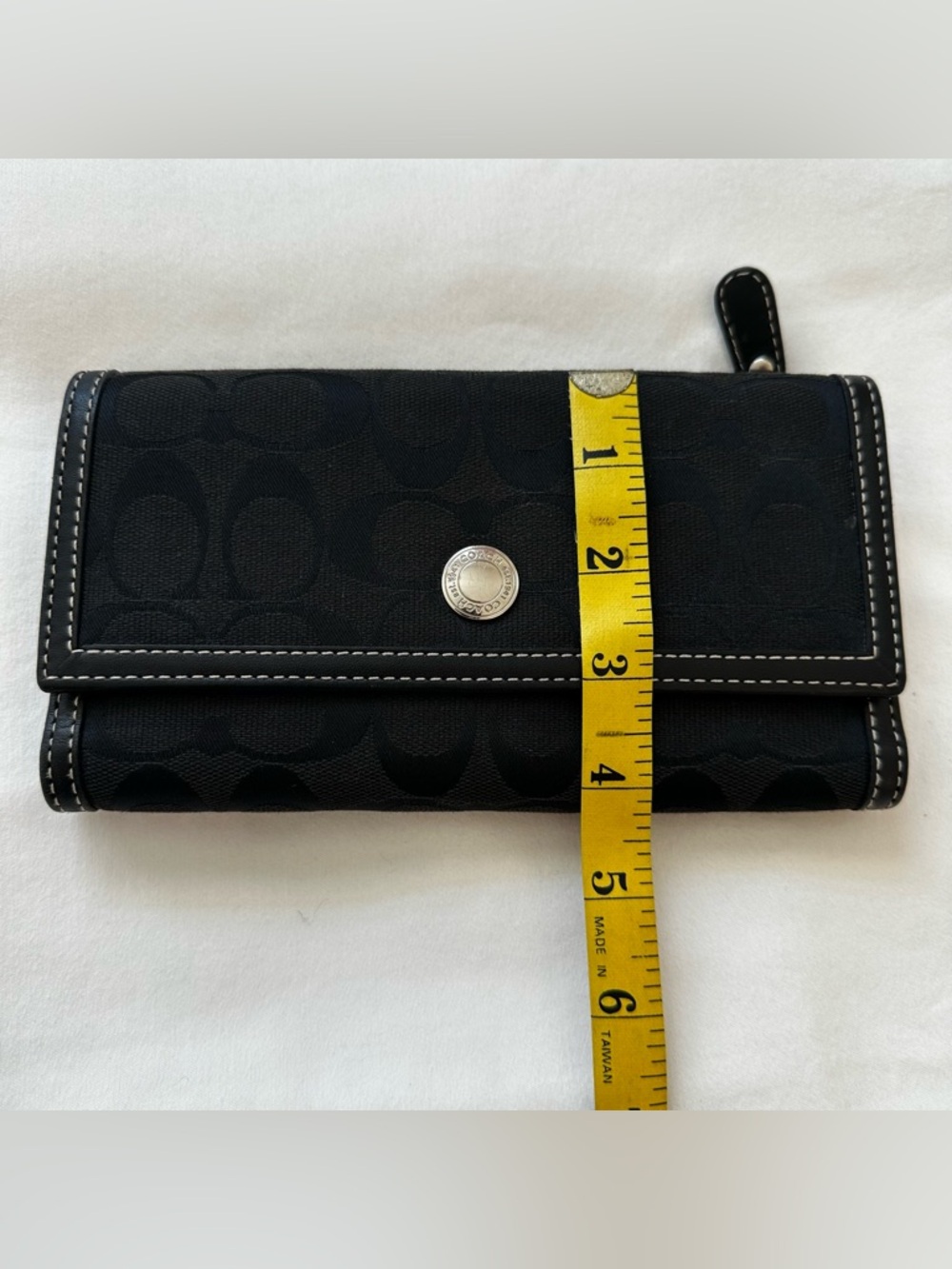 Coach Signature Black Canvas Trifold Wallet - Picture 7 of 7